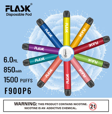 F900 P6 মসৃণ বায়ুপ্রবাহ নিষ্পত্তিযোগ্য Vape কলম 1500puffs জাল কুণ্ডলী