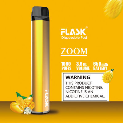 স্লিম ব্যাটারি 1000puffs ডিসপোজেবল পড ভ্যাপোরাইজার পেন এফডিএ অনুমোদিত