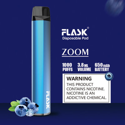 স্লিম ব্যাটারি 1000puffs ডিসপোজেবল পড ভ্যাপোরাইজার পেন এফডিএ অনুমোদিত