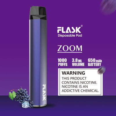 স্লিম ব্যাটারি 1000puffs ডিসপোজেবল পড ভ্যাপোরাইজার পেন এফডিএ অনুমোদিত