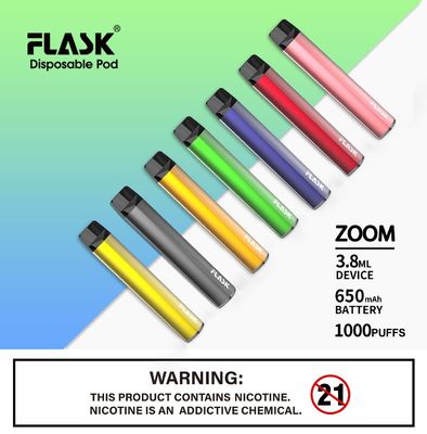 স্লিম ব্যাটারি 1000puffs ডিসপোজেবল পড ভ্যাপোরাইজার পেন এফডিএ অনুমোদিত