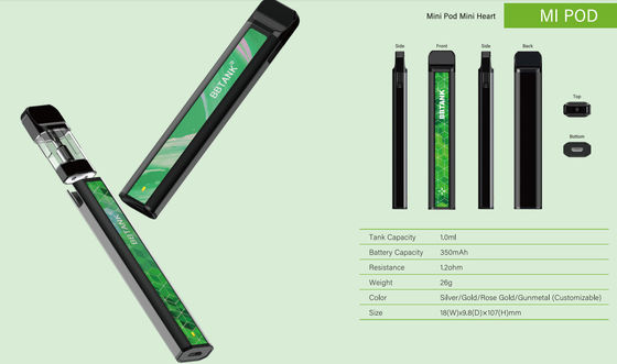 THC CBD 18mm স্মোক পড কিট, রিফিলযোগ্য 510 Atomizer কার্তুজ