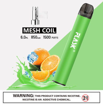 304 স্টেইনলেস স্টীল Ecig 1500puffs স্মোক সল্ট নিক যন্ত্রগুলি মেষ কুণ্ডলী দিয়ে