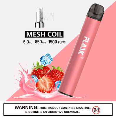 304 স্টেইনলেস স্টীল Ecig 1500puffs স্মোক সল্ট নিক যন্ত্রগুলি মেষ কুণ্ডলী দিয়ে