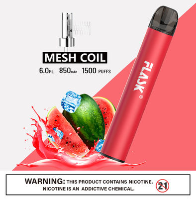 304 স্টেইনলেস স্টীল Ecig 1500puffs স্মোক সল্ট নিক যন্ত্রগুলি মেষ কুণ্ডলী দিয়ে
