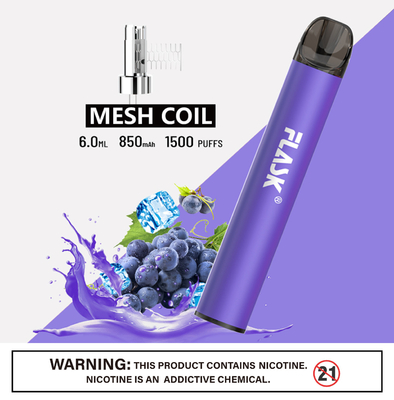 RGBvape SS304 Ecig 1500 পাফ ডিসপোজেবল ভ্যাপ ডিভাইস মেশ কয়েল সহ