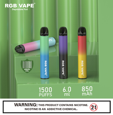 RGB মেশ কয়েল 6ml ডিসপোজেবল ভ্যাপ পড ডিভাইস 850mah হেলদি ই সিগ