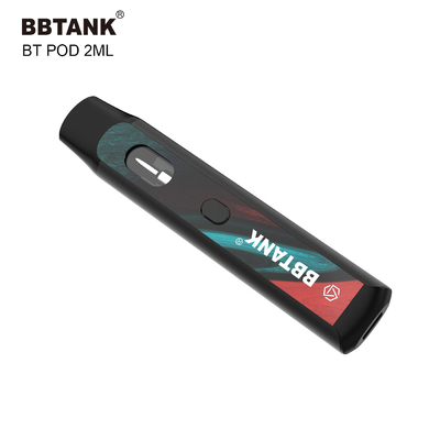 কাস্টম THC ডিসপোজেবল ভ্যাপ ডিভাইস 2ml বোতাম প্রিহিট ফাংশন সিরামিক কয়েল নো ক্লগিং