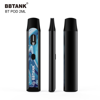 কাস্টম THC ডিসপোজেবল ভ্যাপ ডিভাইস 2ml বোতাম প্রিহিট ফাংশন সিরামিক কয়েল নো ক্লগিং